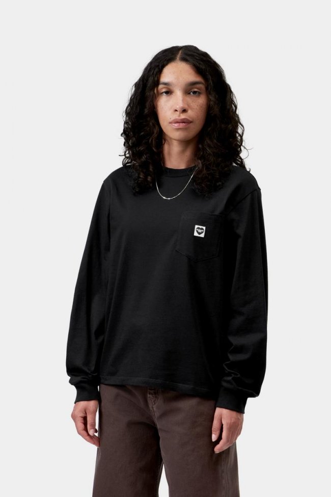 Carhartt L/S Pocket Small Heart T-Shirt - Black / Black