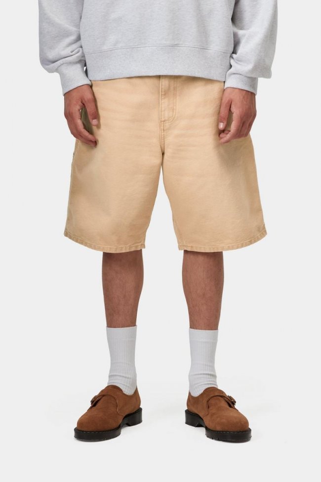 Carhartt Single Knee Short - Dusty H Brown, Stone canvas Carhartt Single Knee Short - Dusty H Brown, Stone canvas