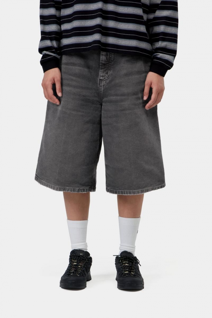 Carhartt Nixon Single Knee Short - Black, Destroy wash