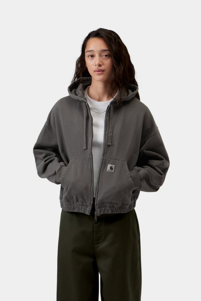 Carhartt Hooded Hoggard Jacket - Black, Garment dyed