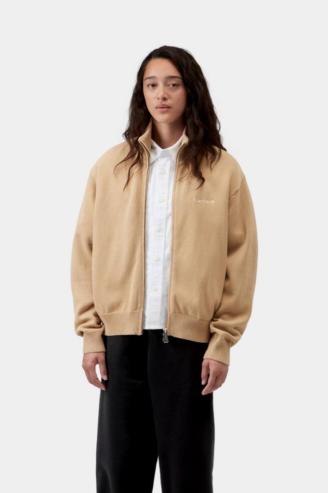 Carhartt Kori Sweater Jacket - Dusty H Brown, Garment dyed Carhartt Kori Sweater Jacket - Dusty H Brown, Garment dyed