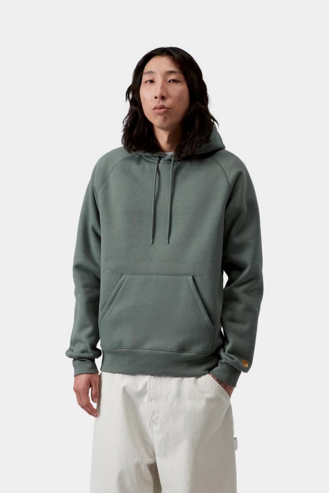 Carhartt Hooded Chase Sweatshirt - Velvet Green / Gold