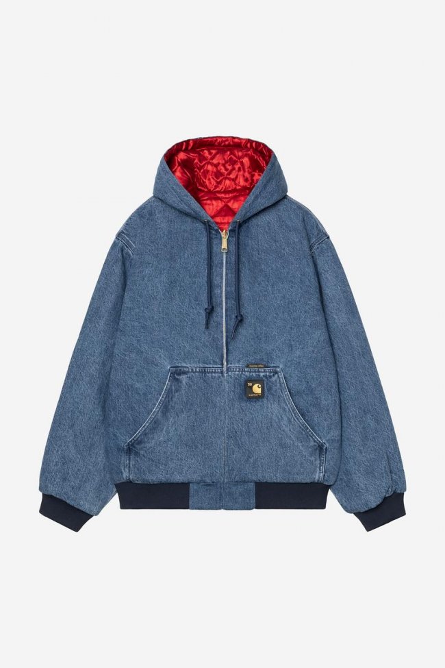 Carhartt OG Active Jacket 50th Anniversary Edition Denim - Blue / USA Red, Stone bleached