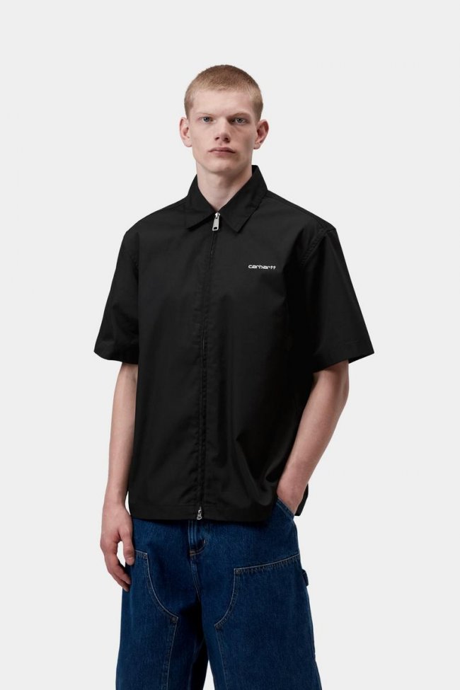 Carhartt S/S Postal Zip Shirt - Black / Wax