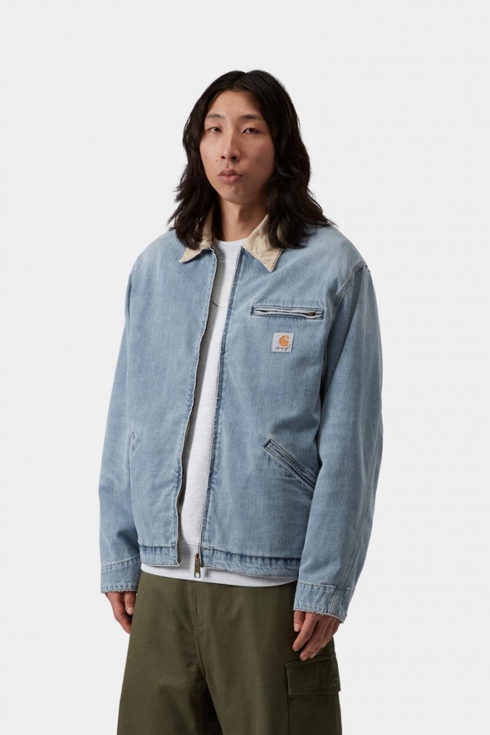 Carhartt OG Detroit Jacket - Blue / Dusty H Brown, Burst washed