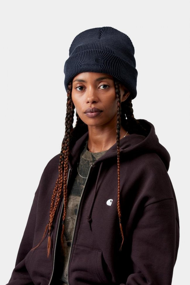 Carhartt Lambert Beanie - Dark Navy, Moon wash