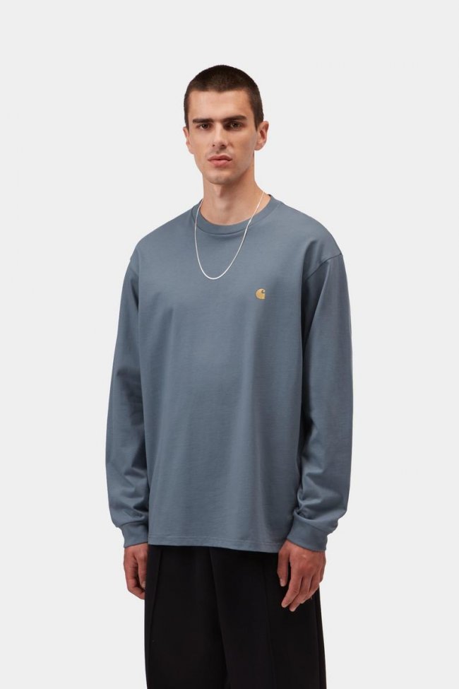 Carhartt L/S Chase T-Shirt - Icesheet / Gold