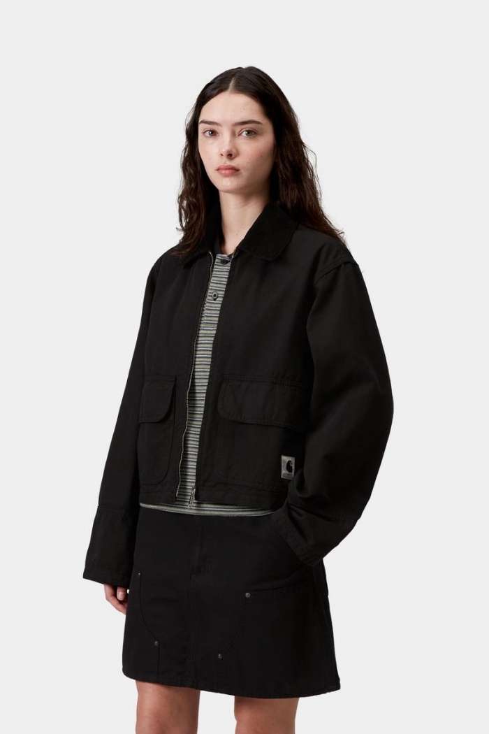 Carhartt Prescott Jacket - Black / Black, Garment dyed