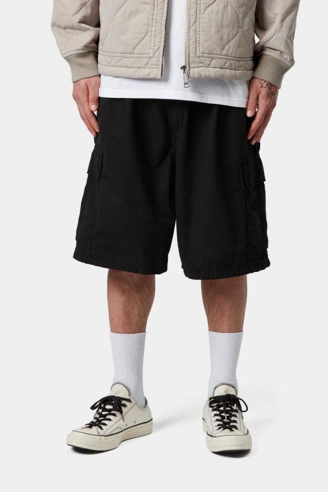 Carhartt Cole Cargo Short - Black, Garment dyed