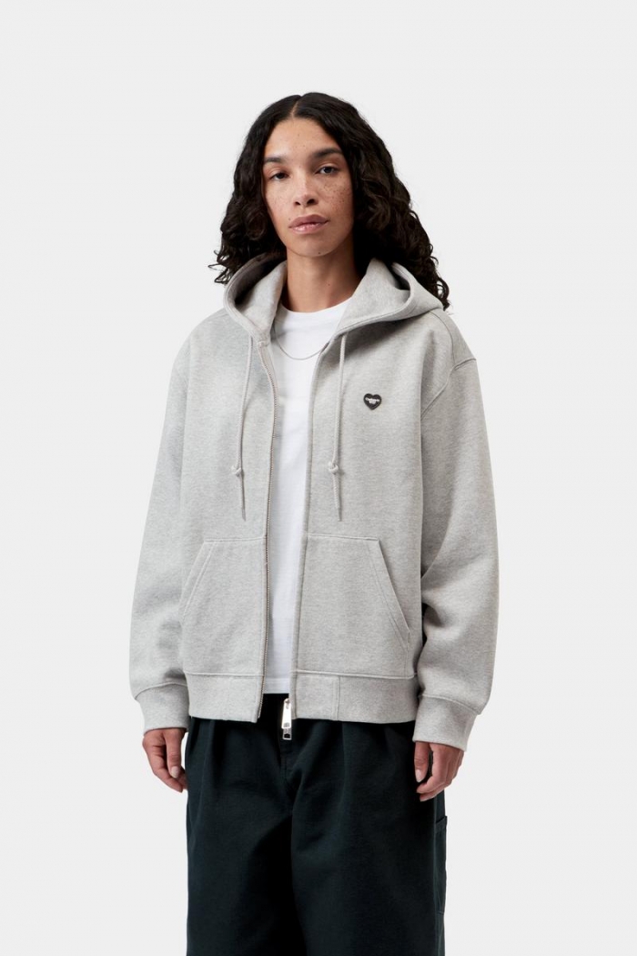 Carhartt Hooded Small Heart Patch Jacket - Grey Heather / Black
