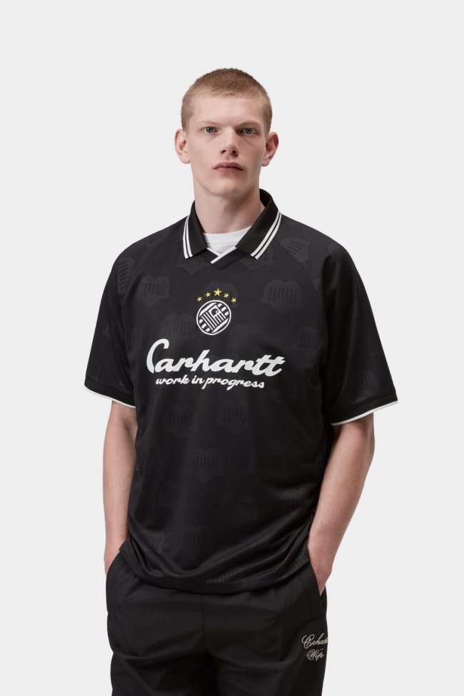 Carhartt S/S Terrace Football T-Shirt - Heart Train Jacquard, Black