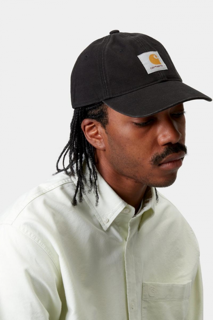 Carhartt Canvas 6-Panel Cap - Black/White, Stone washed