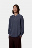 Carhartt L/S Waffle Rugby Shirt - Dark Navy, Garment dyed