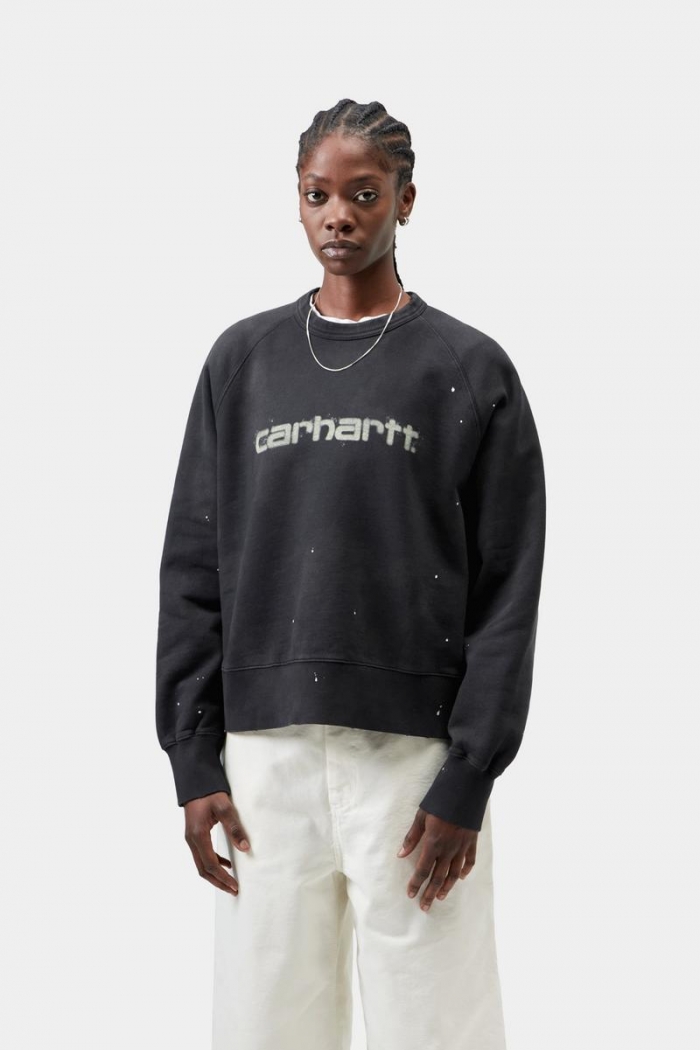 Carhartt Painter Sweatshirt - Black, Destroy wash, splatter