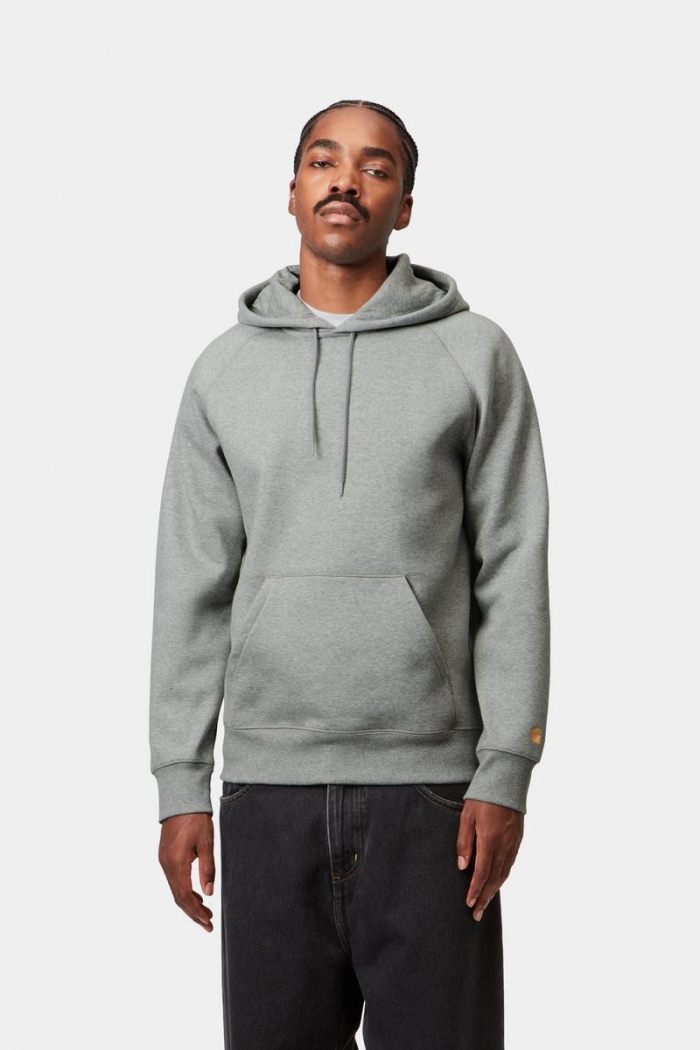 Carhartt Hooded Chase Sweatshirt - Grey Heather / Gold