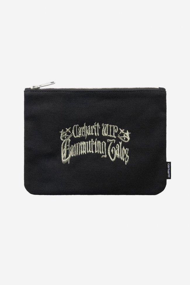 Carhartt Canvas Graphic Zip Wallet - Commuting Tales Embroidery, Black