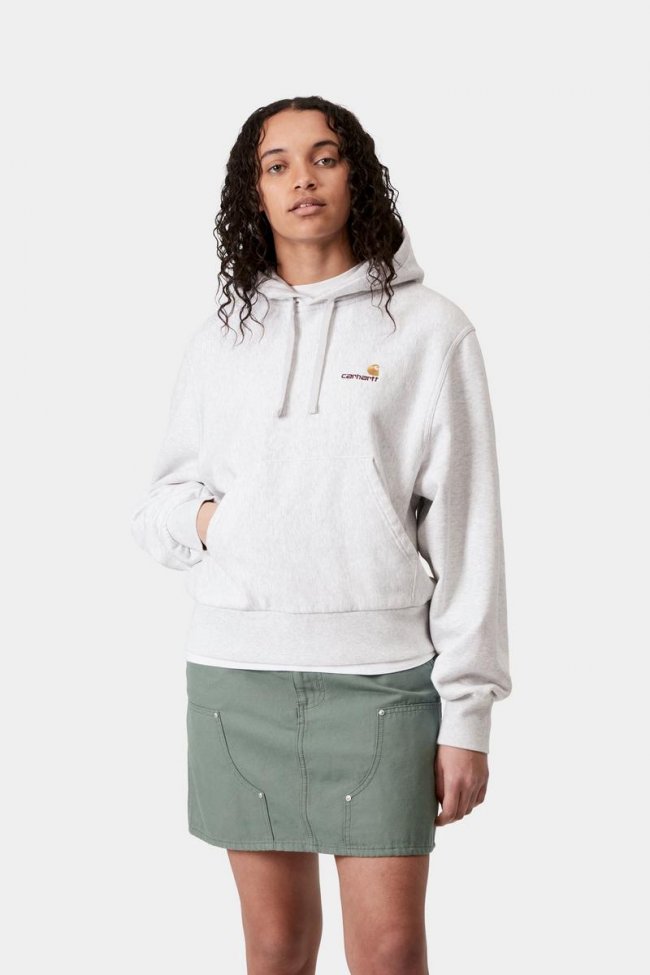 Carhartt Hooded American Script Sweatshirt - Ash Heather
