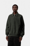 Carhartt Lambert Polo Sweatshirt - Raven, Moon wash Carhartt Lambert Polo Sweatshirt - Raven, Moon wash