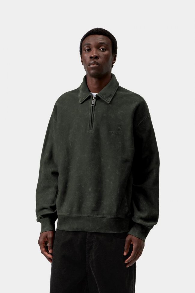 Carhartt Lambert Polo Sweatshirt - Raven, Moon wash