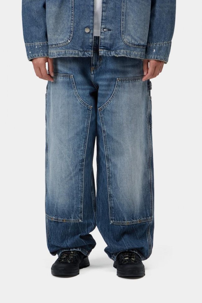 Carhartt Brandon Double Knee Pant - Blue, Marble used wash