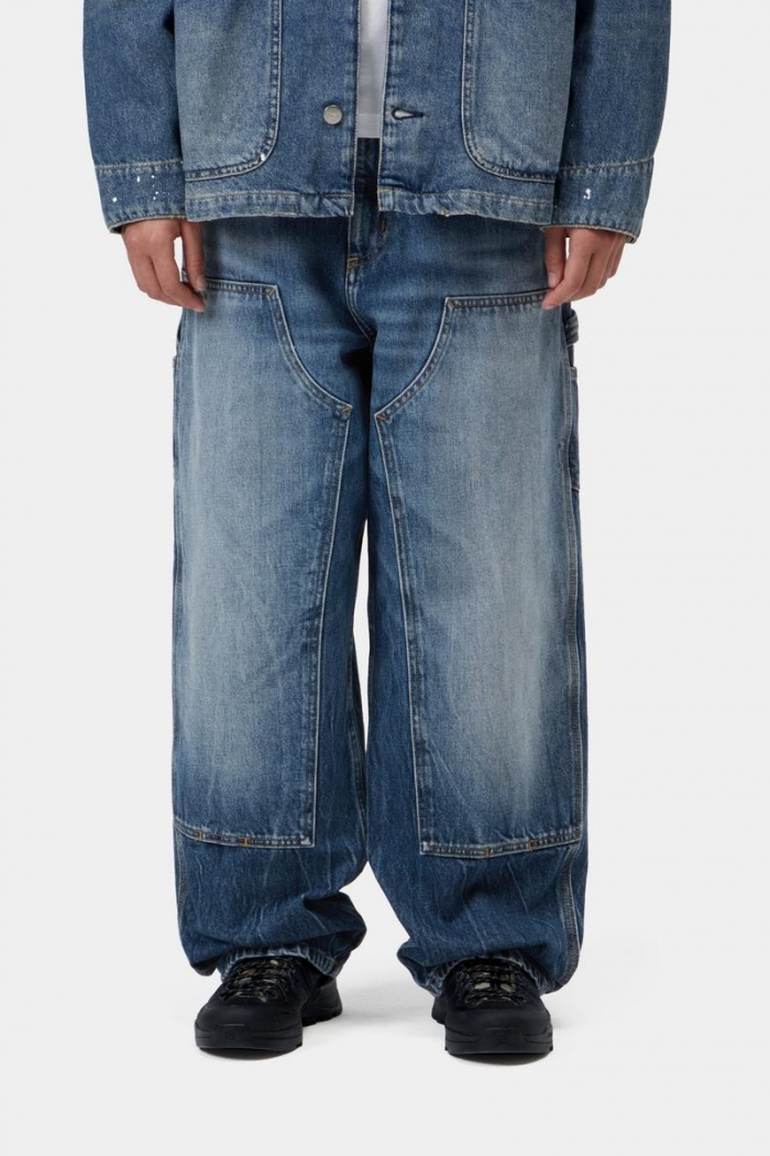 Carhartt Brandon Double Knee Pant - Blue, Marble used wash