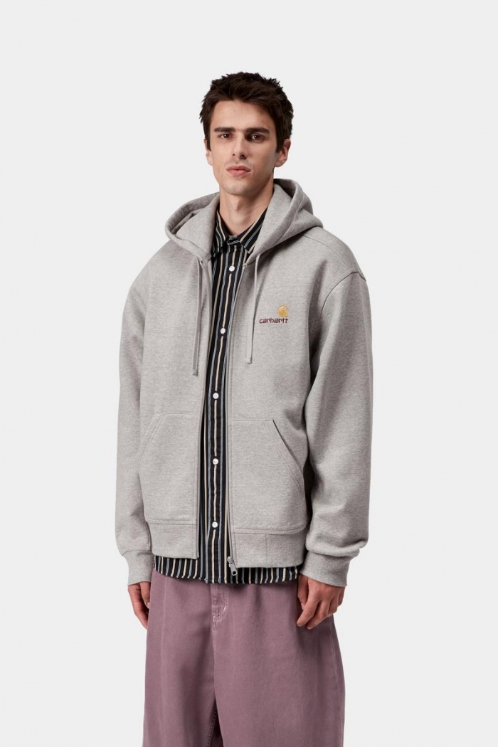 Carhartt Hooded American Script Jacket - Grey Heather