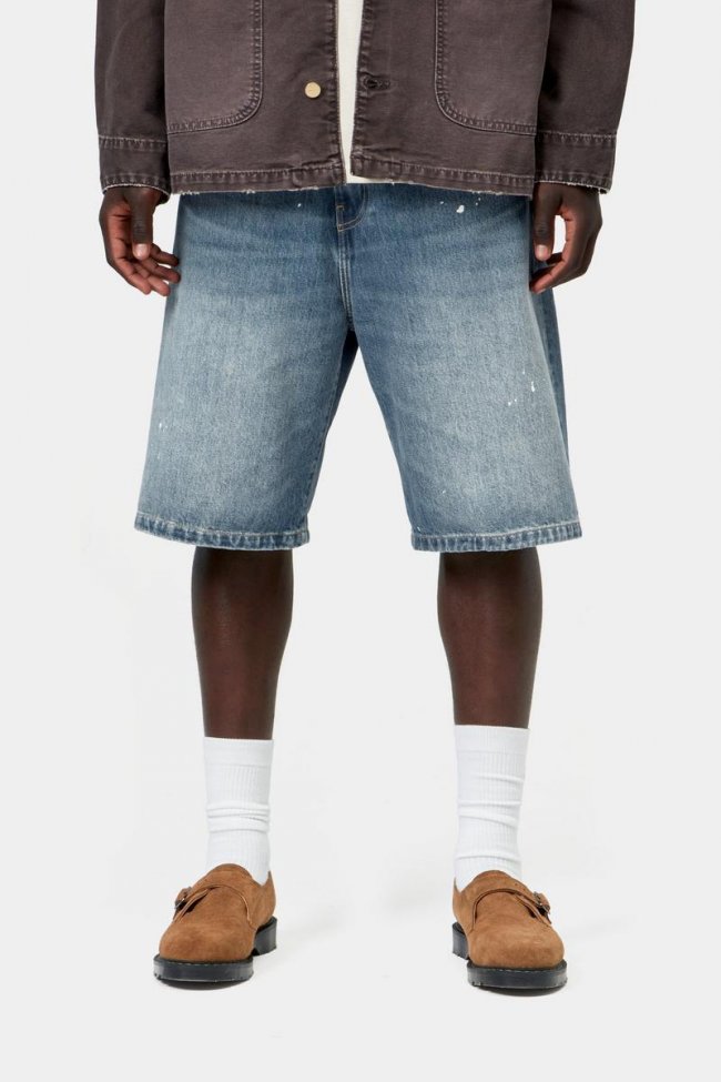 Carhartt Landon Short - Blue, Destroy wash, splatter