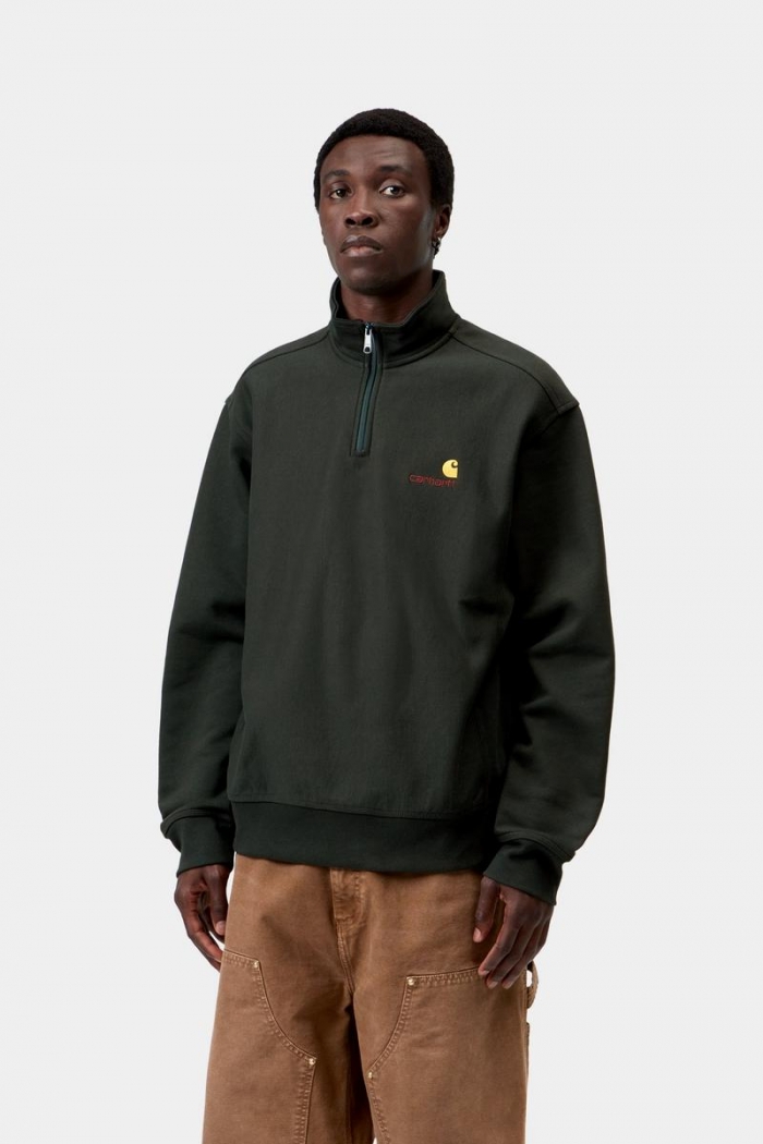 Carhartt Half Zip American Script Sweatshirt - Raven