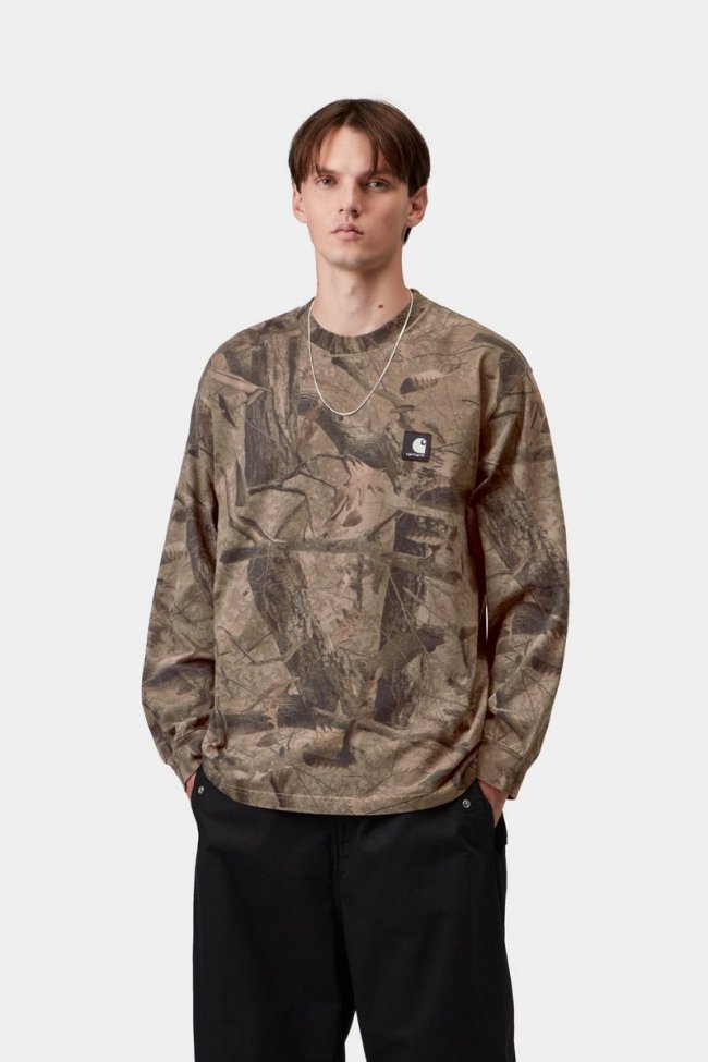 Carhartt L/S Feather Tree T-Shirt - Camo Feather Tree, Khaki / Shungite, Garment dyed Carhartt L/S Feather Tree T-Shirt - Camo Feather Tree, Khaki / Shungite, Garment dyed
