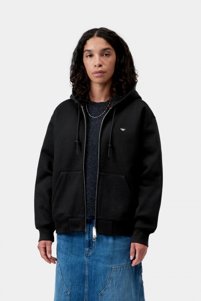 Carhartt Hooded Small Heart Patch Jacket - Black / Black