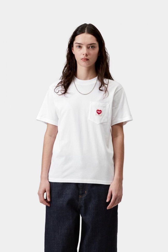 Carhartt S/S Pocket Heart T-Shirt - White / Red