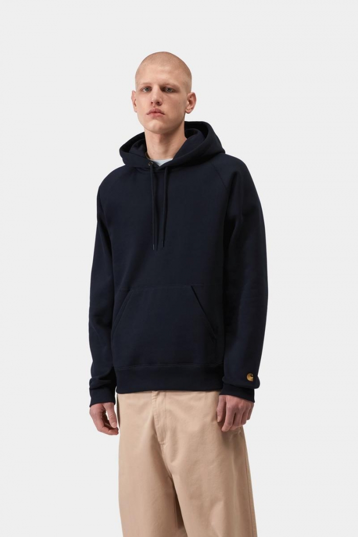 Carhartt Hooded Chase Sweatshirt - Dark Navy / Gold