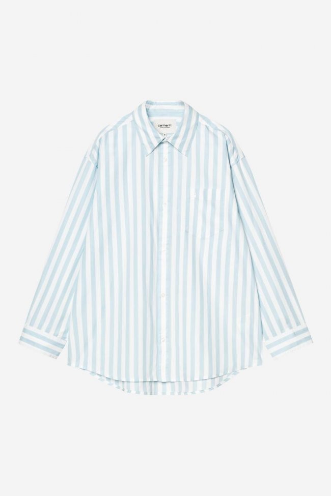 Carhartt L/S Royce Shirt - Royce Stripe, Icaria / White
