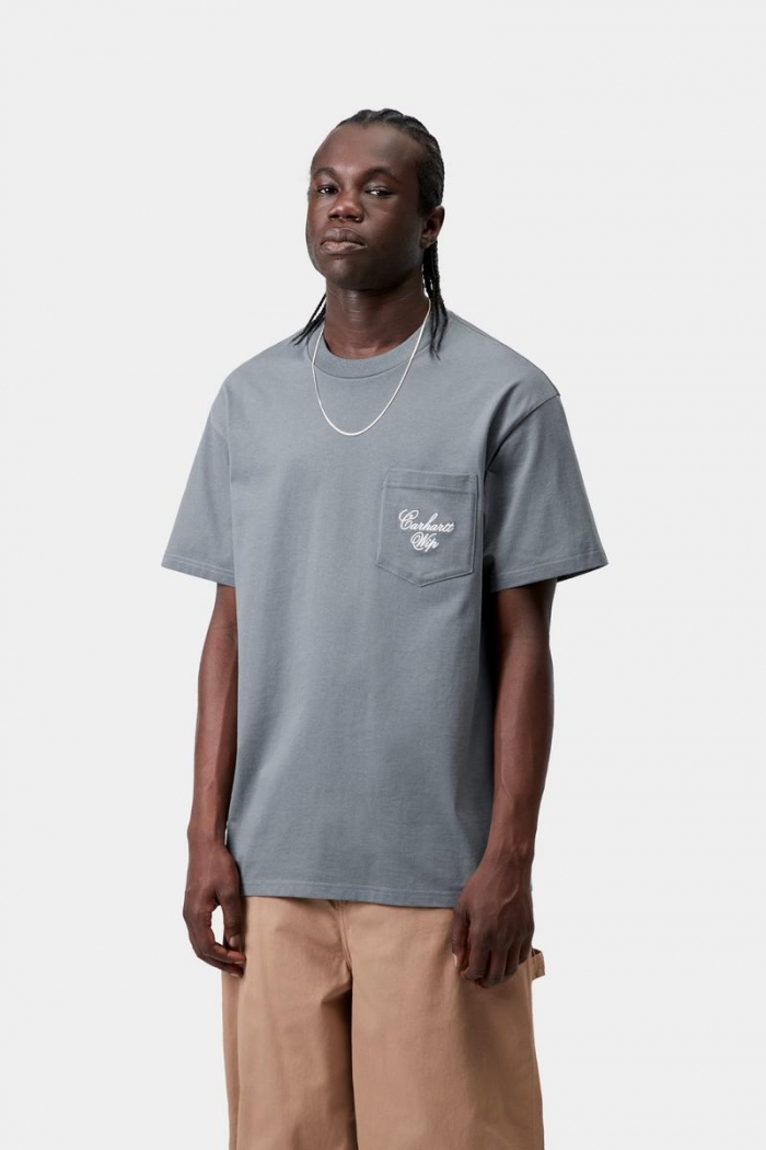 Carhartt S/S Longhand Pocket T-Shirt - Cozy Blue / White