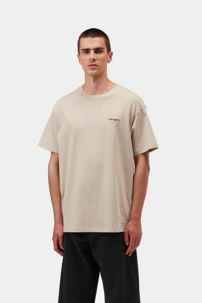 Carhartt S/S Script Embroidery T-Shirt - Fleur De Sel / Black