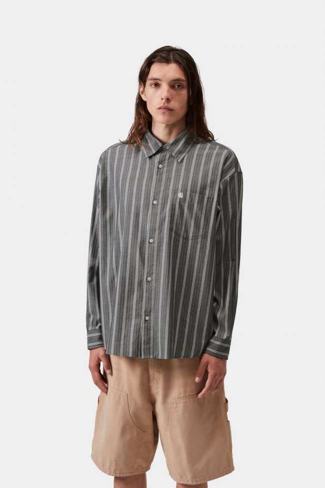 Carhartt L/S Beale Shirt - Beale Stripe, Black / White Carhartt L/S Beale Shirt - Beale Stripe, Black / White