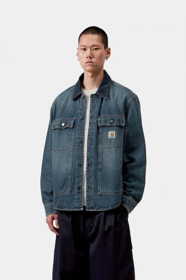 Carhartt Oakland Shirt Jac - Blue / Dark Navy, Worn used wash