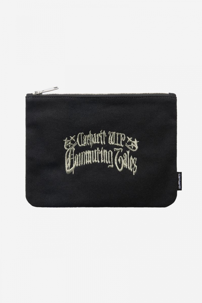 Carhartt Canvas Graphic Zip Wallet - Commuting Tales Embroidery, Black