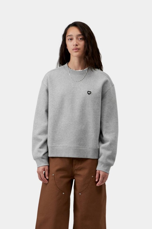 Carhartt Small Heart Patch Sweatshirt - Grey Heather / Black