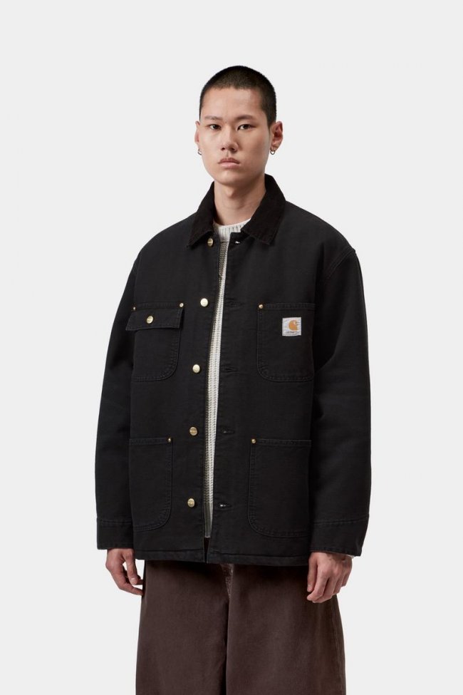 Carhartt OG Chore Coat - Black / Black, Stone canvas
