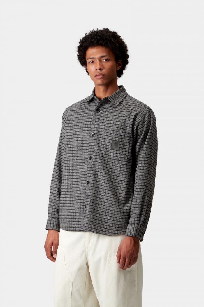 Carhartt L/S Lowis Shirt - Lowis Houndstooth, Grey Heather