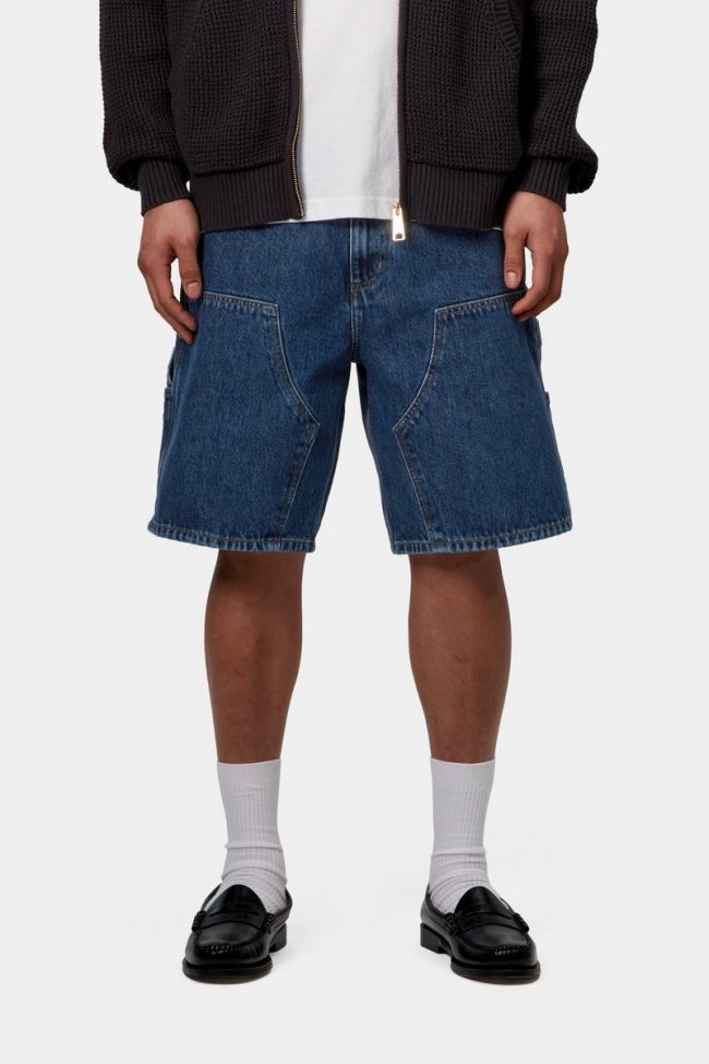 Carhartt Double Knee Short - Blue, Stone washed