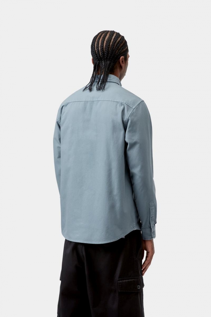 Carhartt L/S Bolton Shirt - Velvet Blue, Garment dyed