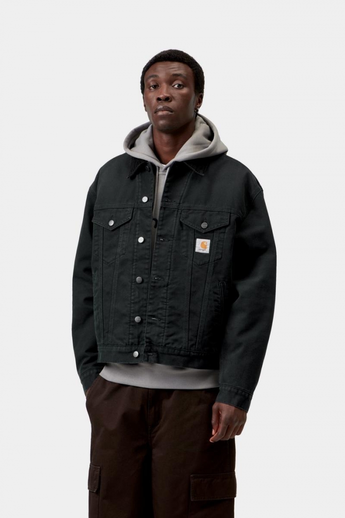 Carhartt OG Trucker Jacket - Black / Black, Stone canvas