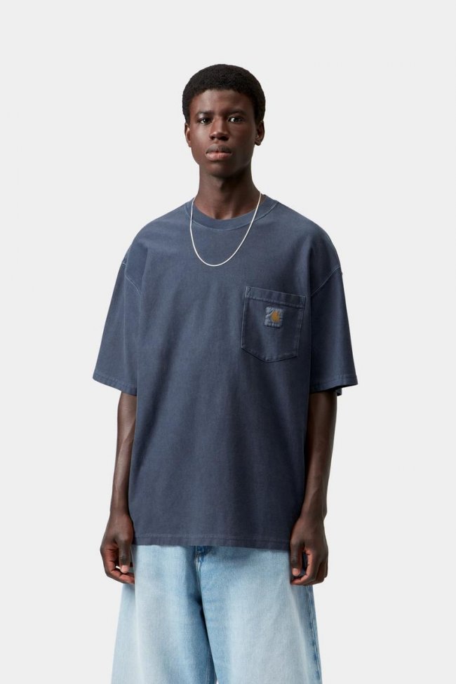 Carhartt S/S Loose Pocket T-Shirt - Dark Navy, Garment dyed