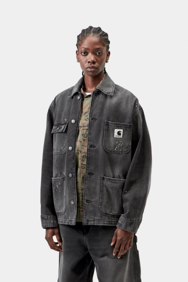 Carhartt OG Michigan Coat - Black, Destroy wash, splatter