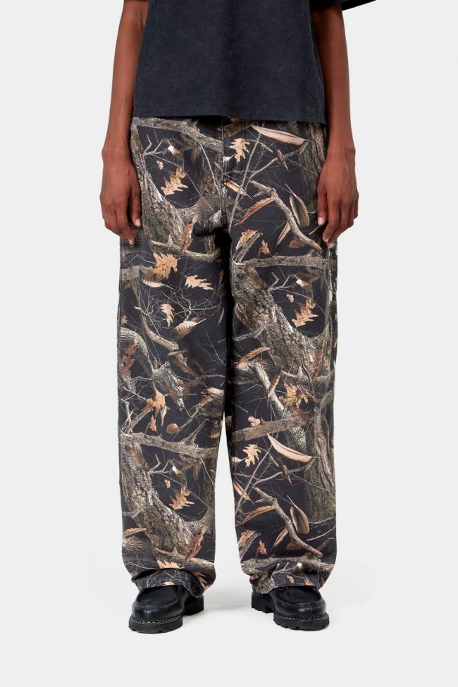 Carhartt Brandon Single Knee Pant - Camo Feather Tree, Black, Heavy stone wash