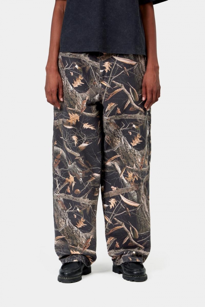 Carhartt Brandon Single Knee Pant - Camo Feather Tree, Black, Heavy stone wash