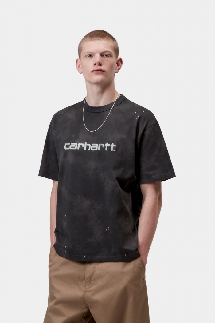 Carhartt S/S Painter T-Shirt - Black, Destroy wash, splatter