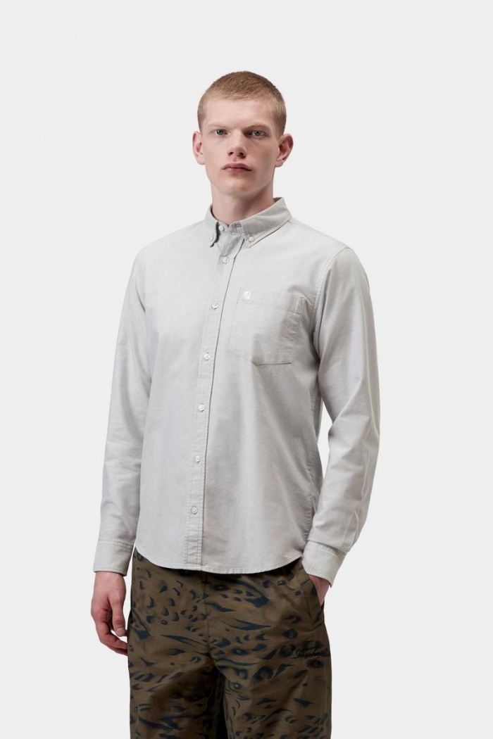 Carhartt L/S C-Logo Shirt - Shady Grey / White